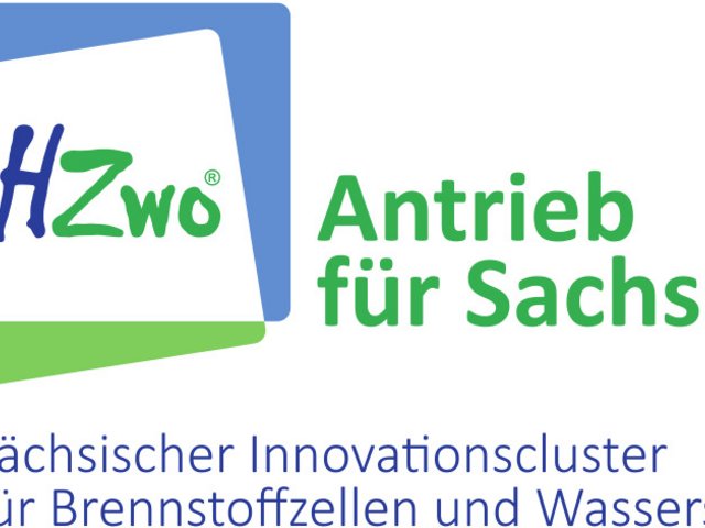 Logo des Innovationsclusters HZwo in den Farben grün, weiß und blau