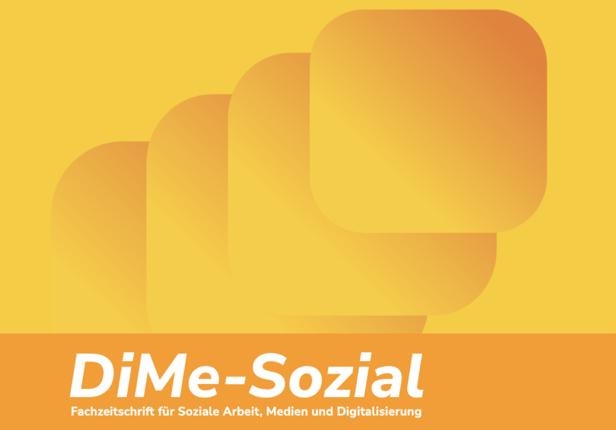 Die Grafik zeigt das orangefarbene Logo der Fachzeitschrift DiMe-Sozial.
