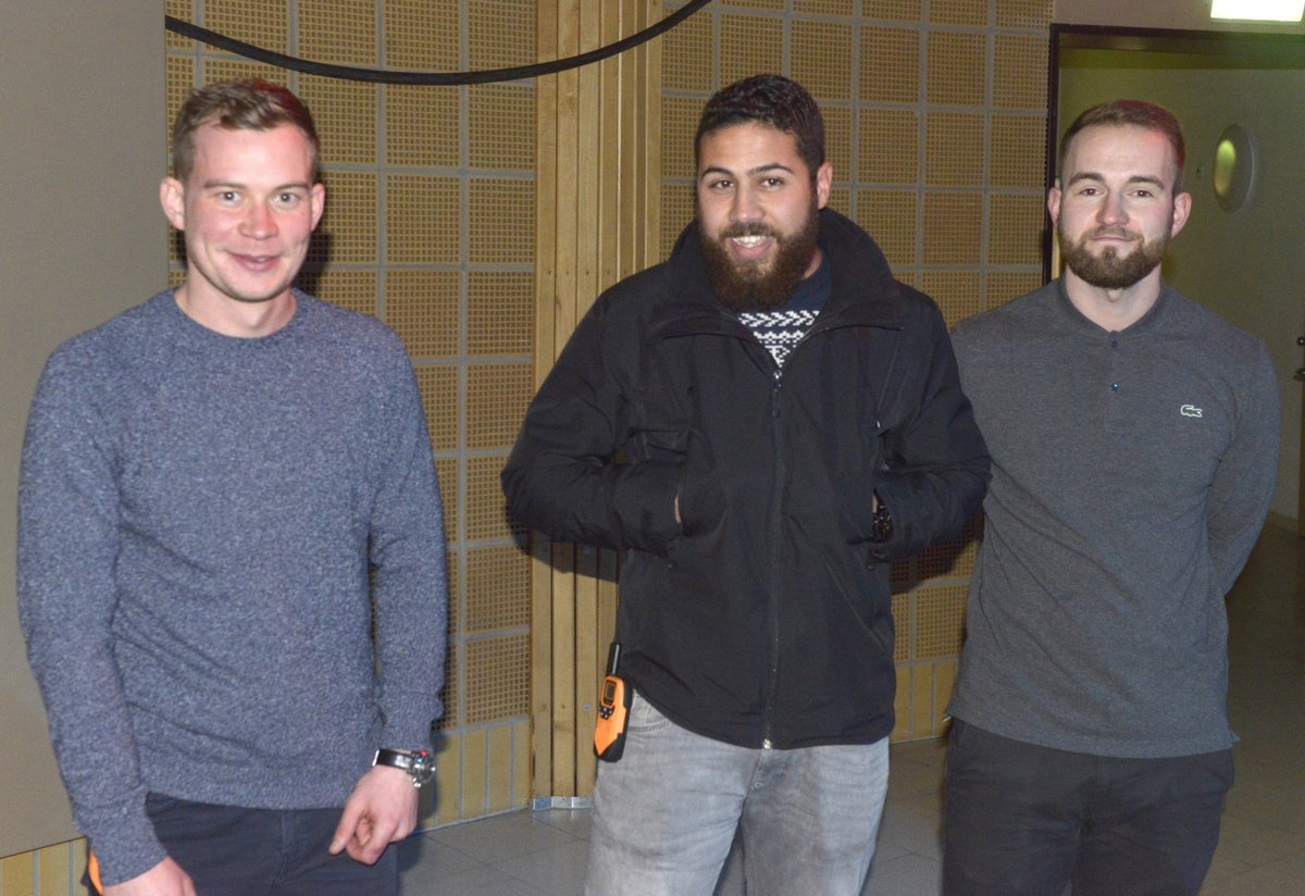 Das Organisationsteam im Foyer des Medienzentums (v. li.): Marius Nagel, Oussama Kabbaj, Hans Brettschneider. 