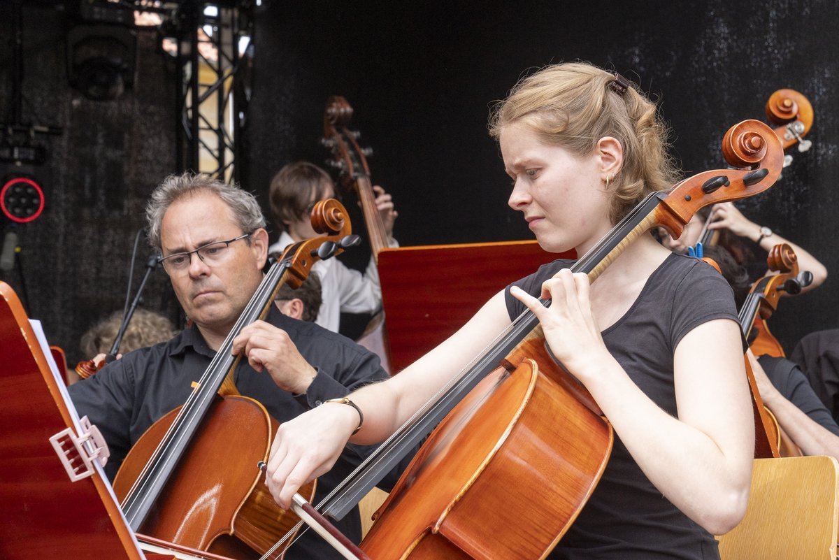 Musiker mit Streichinstrumenten