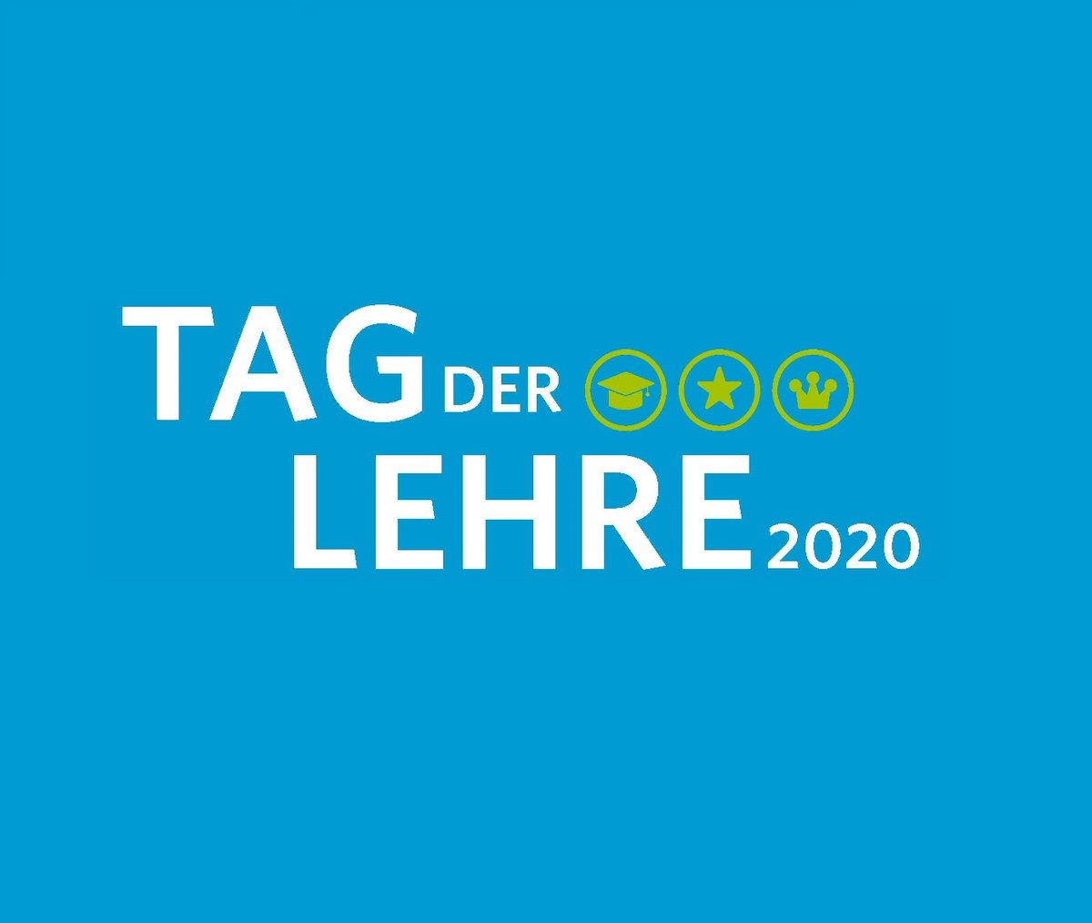 Weißer "Tag der Lehre 2020"-Schriftzug auf blauem Hintergrund