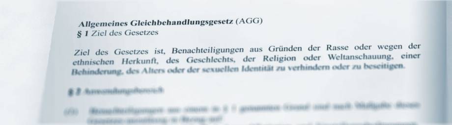 Ausschnitt AGG Nahaufnahme des §1 AGG