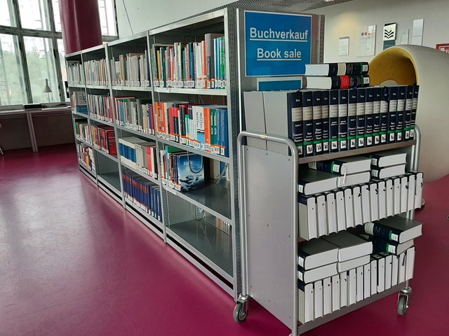 Book sales shelf on the first floor