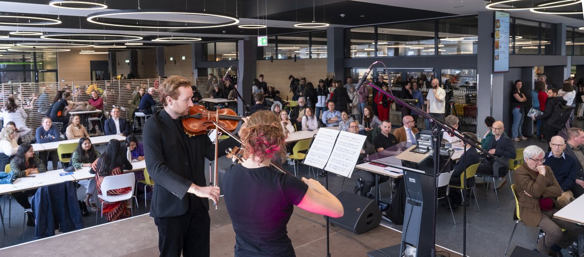 View from the stage to the musicians and into the dining room