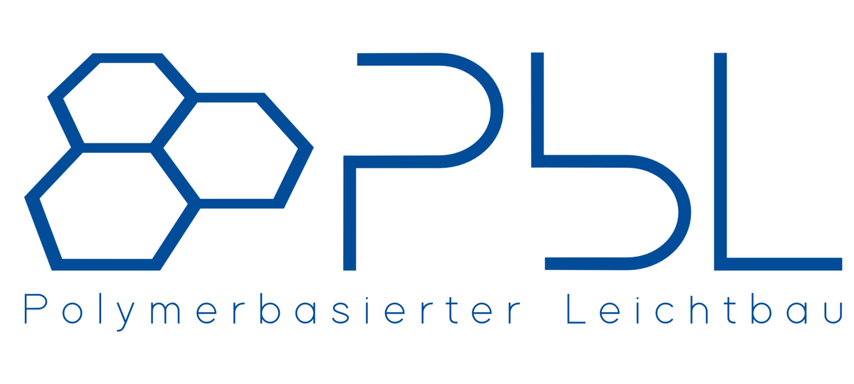 Logo des Fachgebiets Polymerbasierter Leichtbau - mit Abkürzung PbL und deutscher Untertitelung