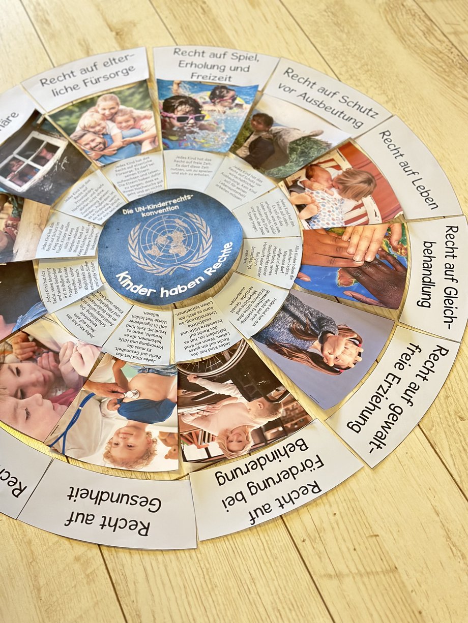 Das Foto zeigt den vollständigen Legekreis zum Thema Kinderrechte von Legekreis "Kinderrechte" von Ideenreise.