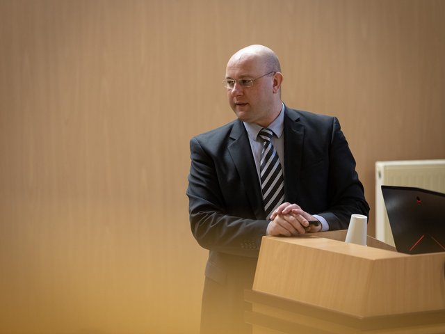 BTU Alumnus Thomas Rieder bei seiner Disputation. Foto: Michael Weist