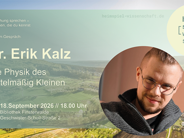 Der Physiker Dr. Erik Kalz von der Universität Potsdam spricht in seiner Heimatstadt Finsterwalde.