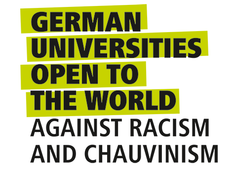 Logo against xenophobia - German Universities Open to the World gainst racism and chauvinism