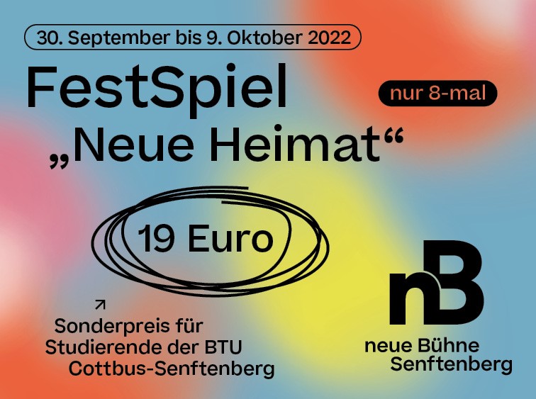 Advertising banner for the FestSpiel "new home