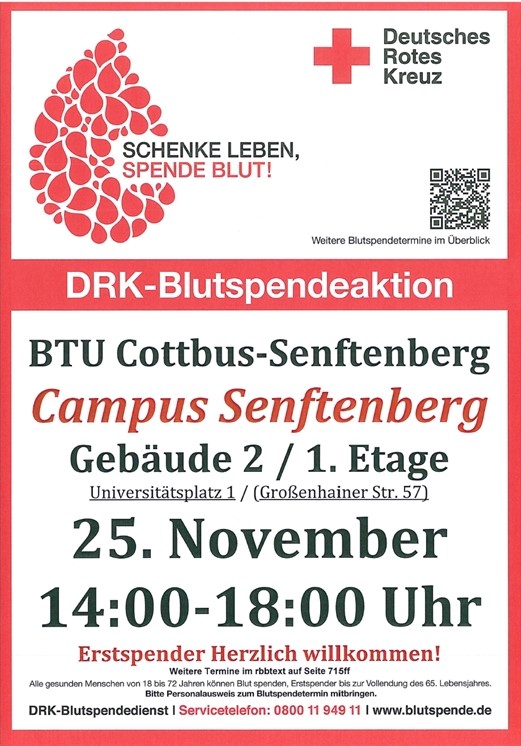 Plakat zur DRK-Blutspendeaktion.