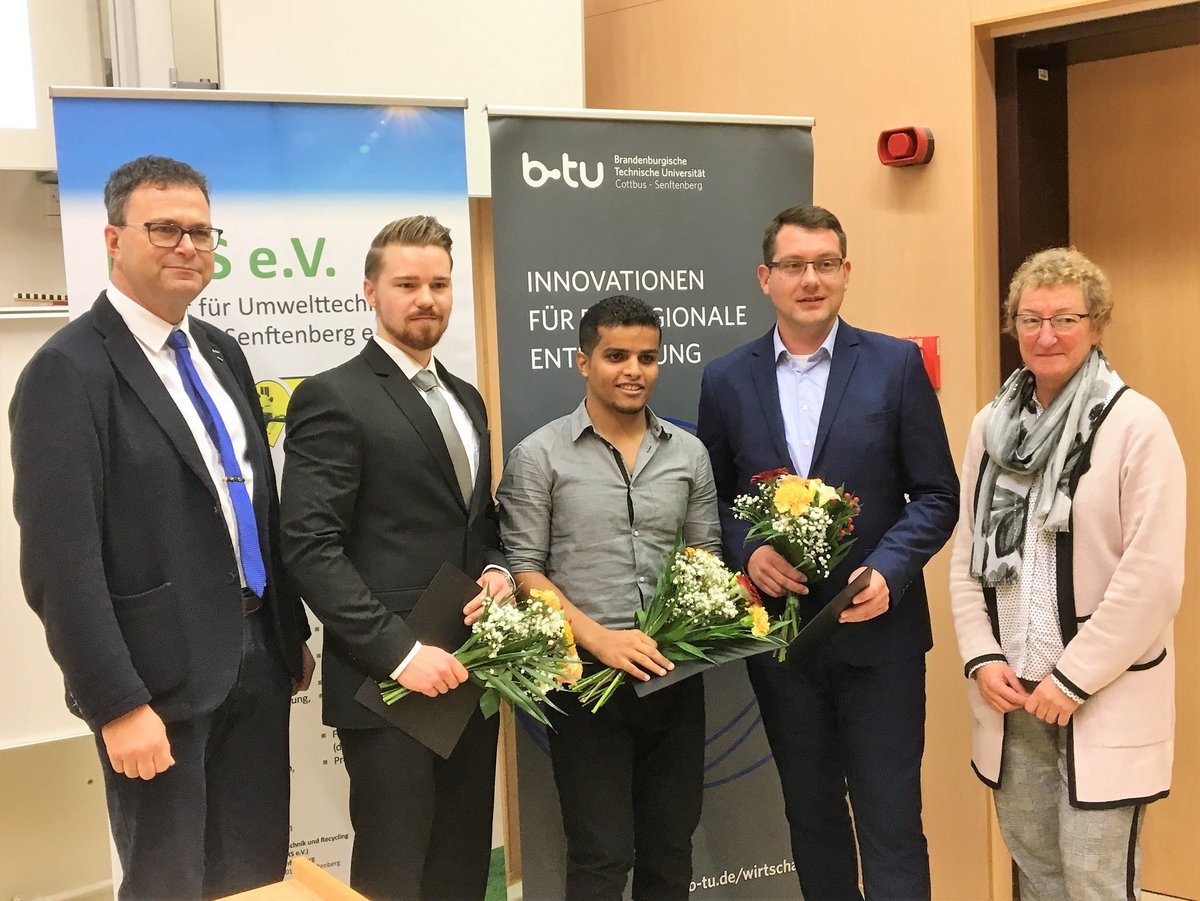Gruppen foto von der Verleihung der Heinz-Ludwig-Horney-Preise 2019 (v. li): Prof. Dr. Sylvio Simon, Christian Kappa, Markus Endermann, Ramzi Al-kubati, Prof. Dr. Kathrin Lehmann.