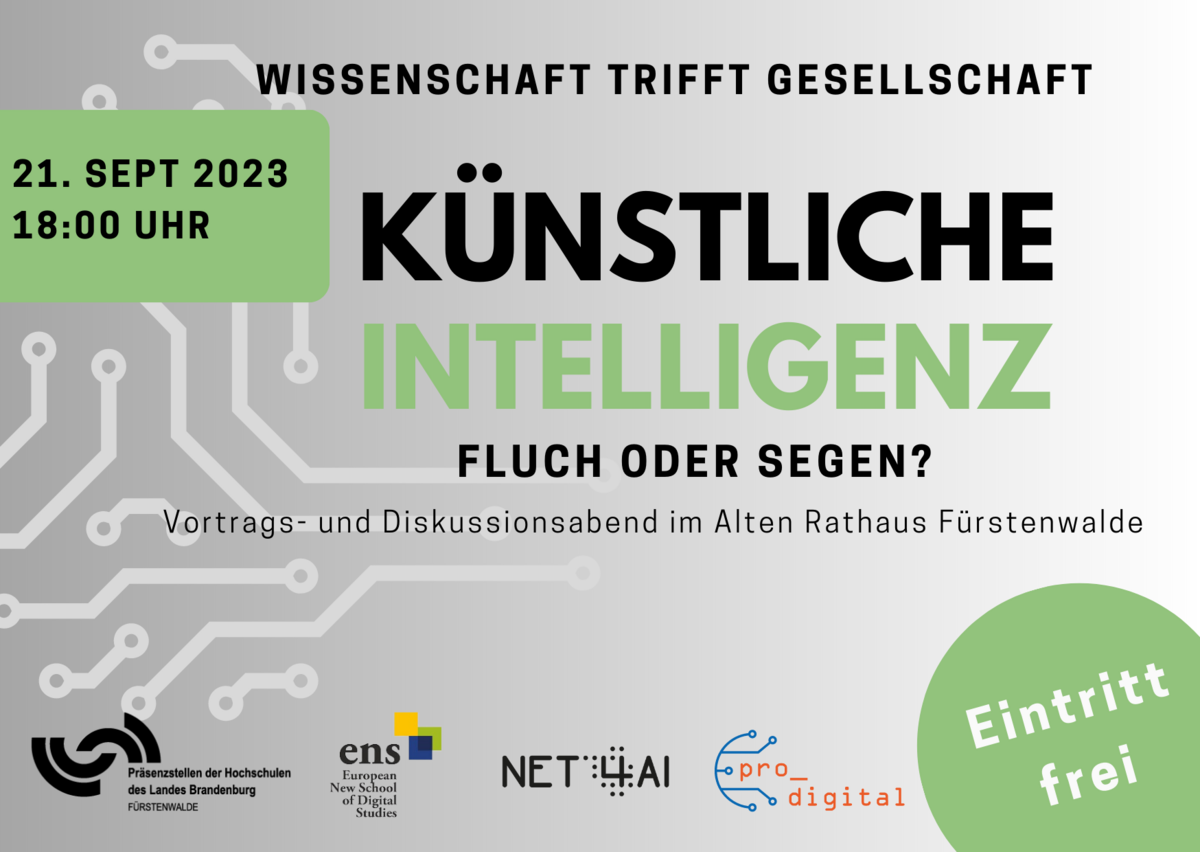 Information Veranstaltung Künstliche Intelligenz - Fluch oder Segen? im Alten Rathaus in Fürstenwalde am 21. September 2023 um 18 Uhr