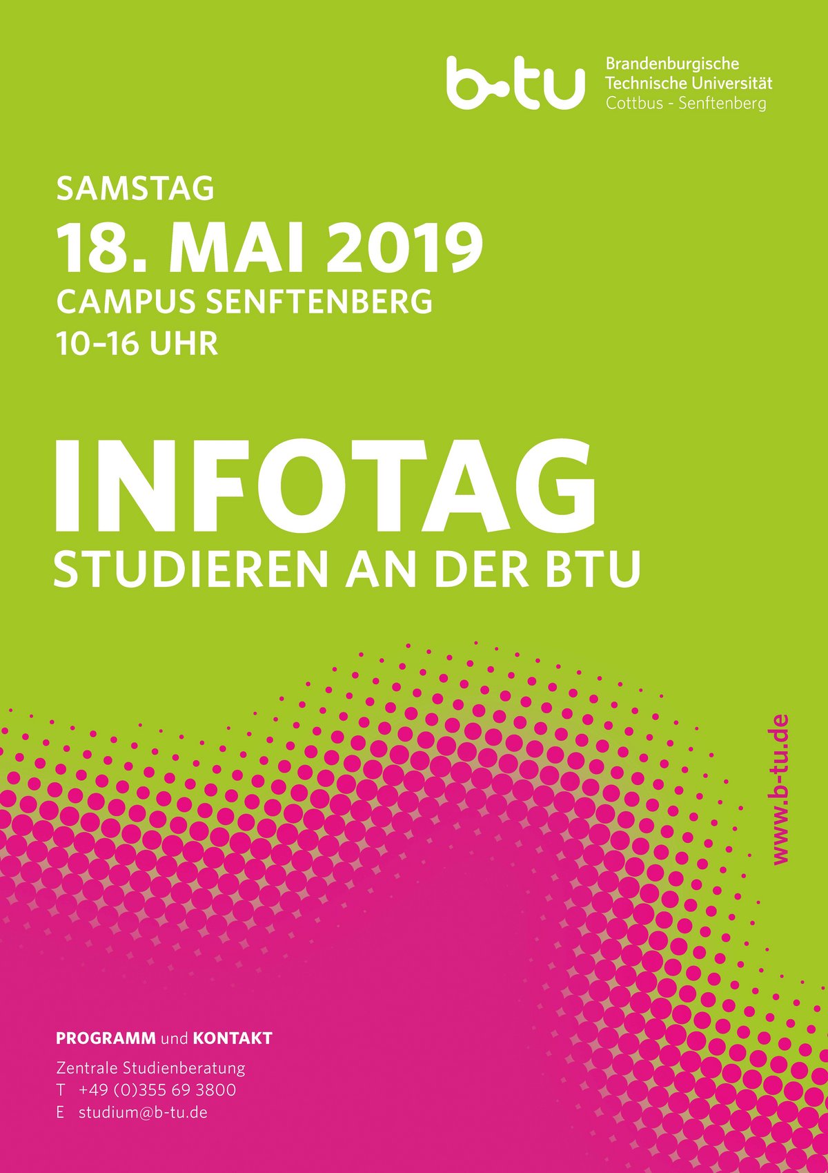 Plakat zum Infotag Studieren an der BTU in Senftenberg