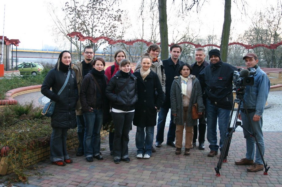 Studentengruppe mit RBB - Fernsehen