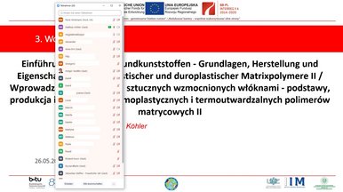 Screenshot während des Vortrags zu Matrixpolymeren