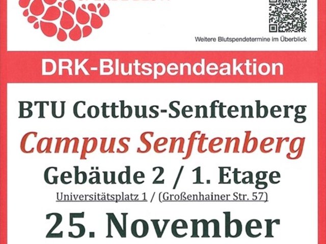 Plakat zur DRK-Blutspendeaktion.