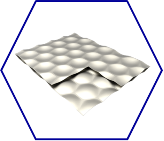 Demonstrator Typ 2 Bild eines strukturierten Mehrschichtverbundes in einem blauen Hexagon