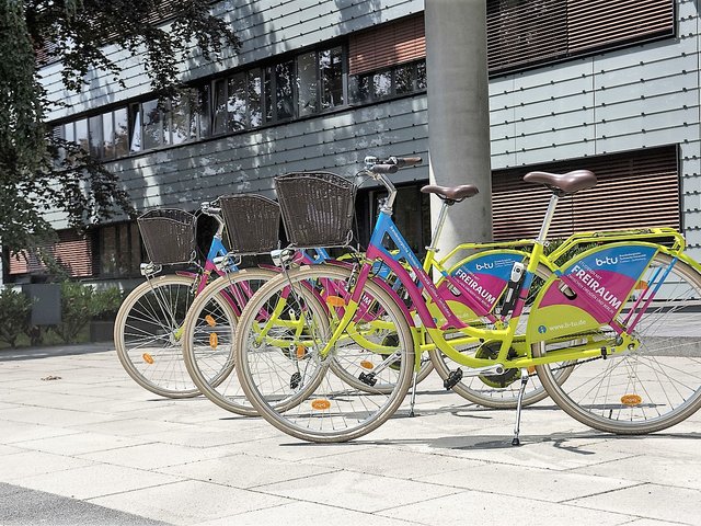 Fahrräder stehen auf dem BTU-Campus.