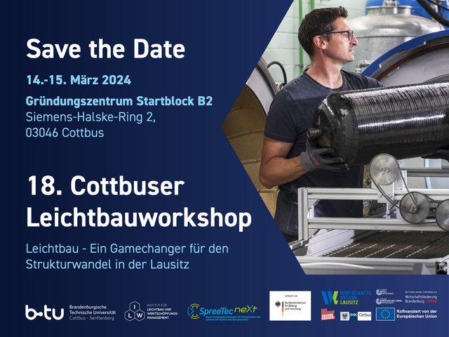 Save the Date zum 18. Cottbuser Leichtbauworkshop