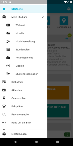 Smartphone Screenshot: Menü