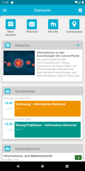 Smartphone Screenshot: Startseite