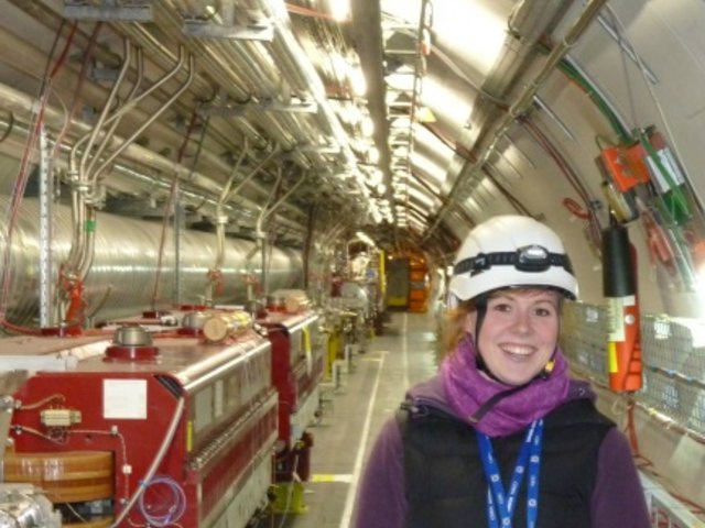 Maria Hempel im Large Hadron Collider (LHC) Tunnel am CERN