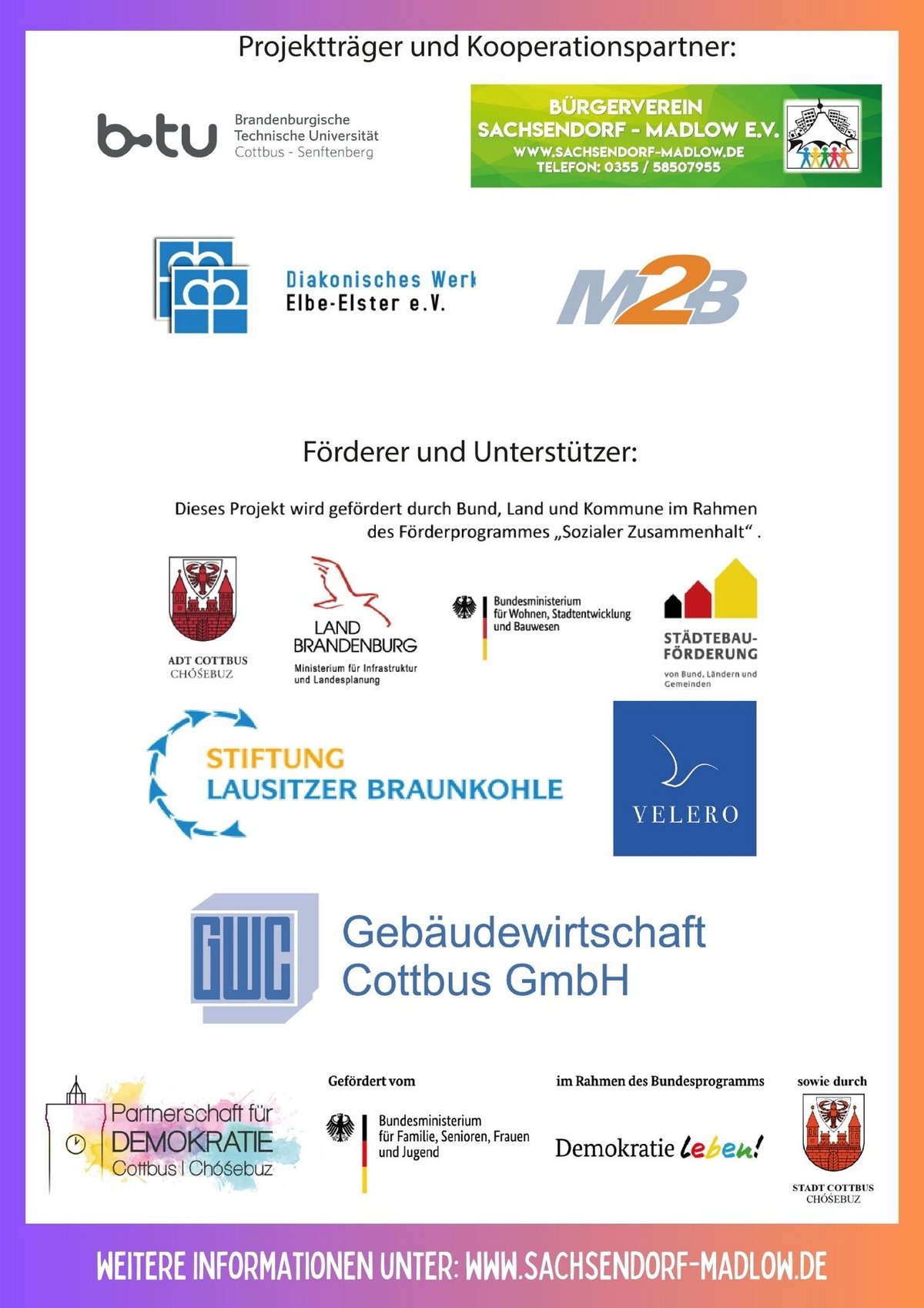 Flyerrückseiten mit Logos der Sponsoren