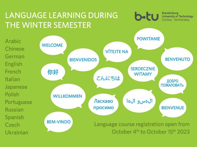 Overview language learning during the winter semester.