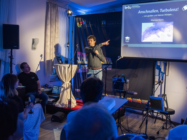 During the presentation on stage