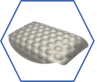Demonstrator Typ1 Bild eines strukturierten Bleches in einem blauen Hexagon