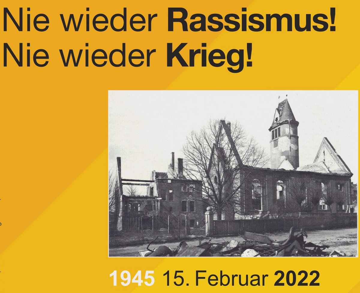 upper part of poster Never again racism, never again warm