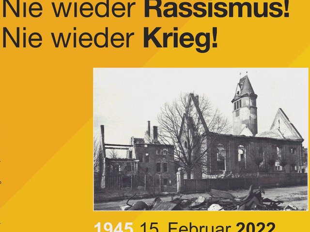 upper part of poster Never again racism, never again warm