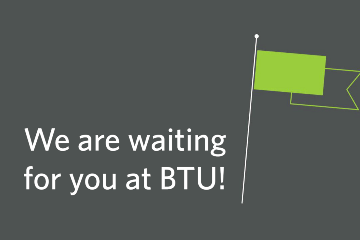 Endscreen des Videos zum Welcome and Registration Point. Eingeblendeter Titel: We are waiting for you at BTU!