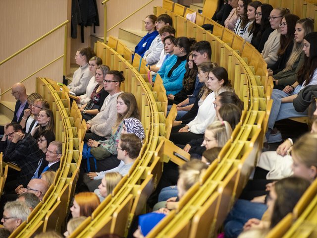 Students in the lecture theatre.