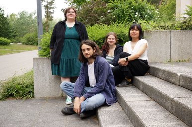 Der Fachschaftsrat IGP 2025 v.l.n.r.: Malina Riehl, Rocco Waas, Fanny Schönhardt, Hai-Viet Le