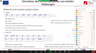 Scrennshot zur Simulation des Umformprozesses von  textilen Halbzeugen