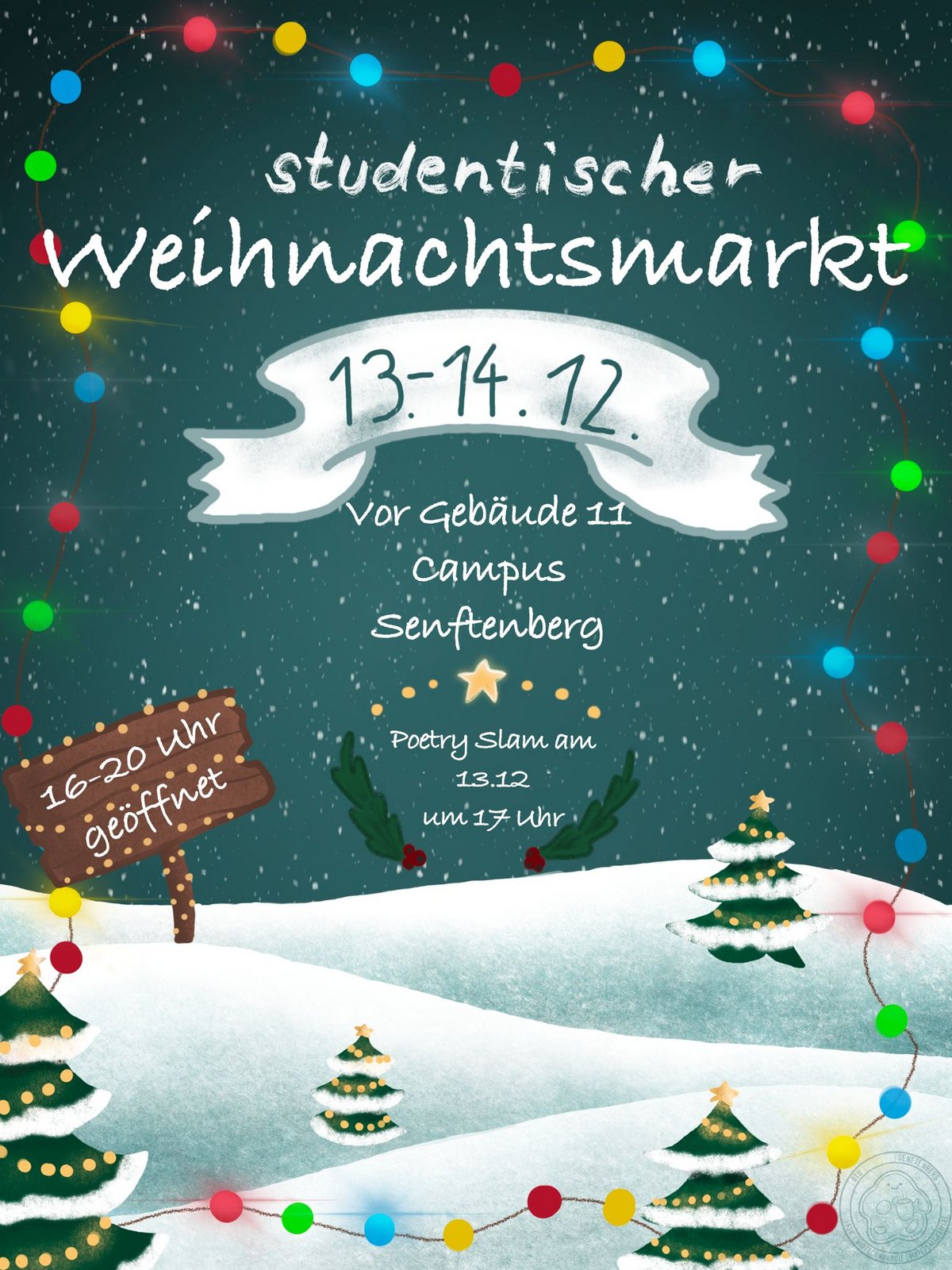 Plakat zom studentischen Weihnachtsmarkt 2023.