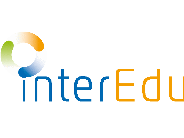 Das Bild zeigt den Schriftzug inter (blau) edu (orange) und ist das Projektlogo.