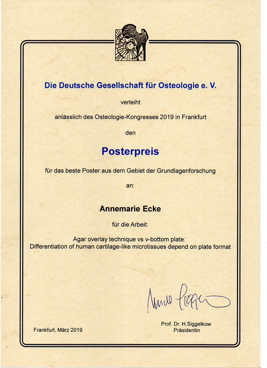 Posterpreis Osteologie Tagung Annemarie Ecke