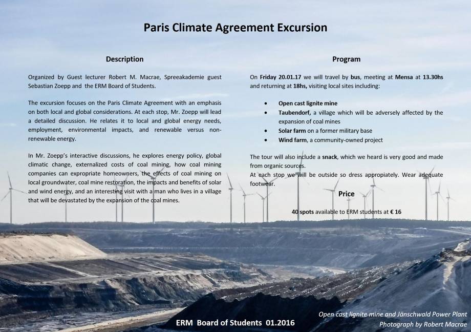 Paris Climate Agreement Excursion 2017 Paris Climate Agreement Excursion 2017
