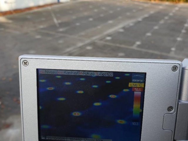 View of the car park through the thermal imaging camera