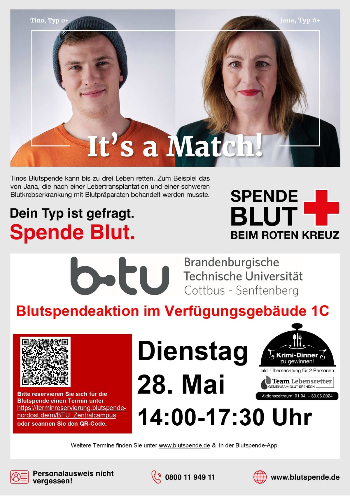 Plakat zur Blutspendeaktion.