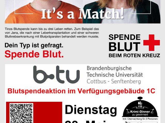 Plakat zur Blutspendeaktion.