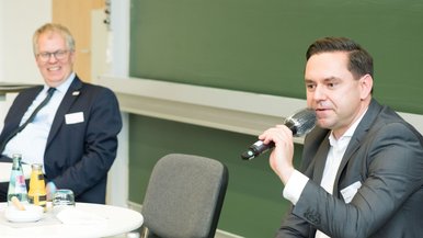 Podiumsdissussion, Prof. Dr. Ulrich Panne (Präsident der BAM), Frank Mehlow (LEAG)