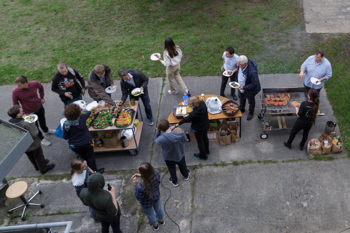 Participants at a barbecue. 