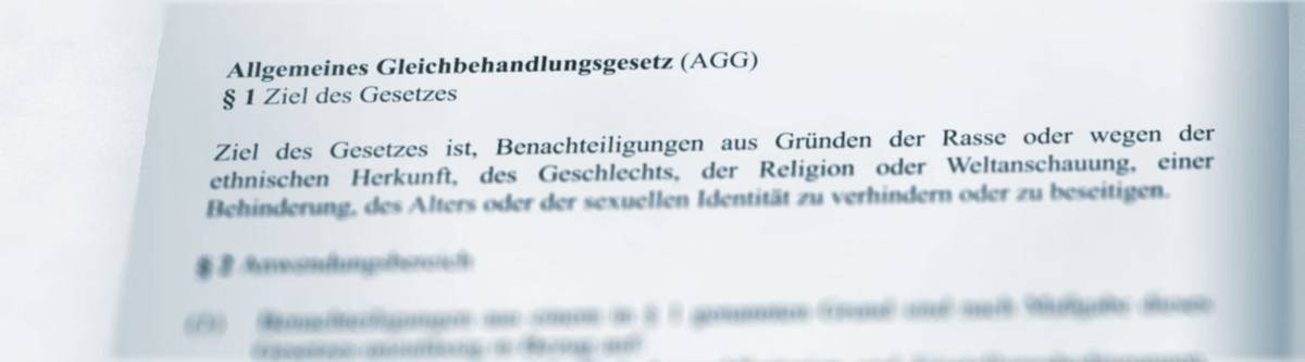 Ausschnitt AGG Nahaufnahme des §1 AGG