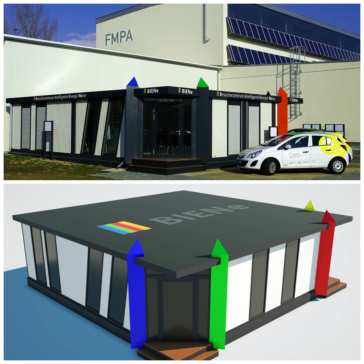 Außenansicht Besucherzentrum Intelligente Energie Netze (BIENe)