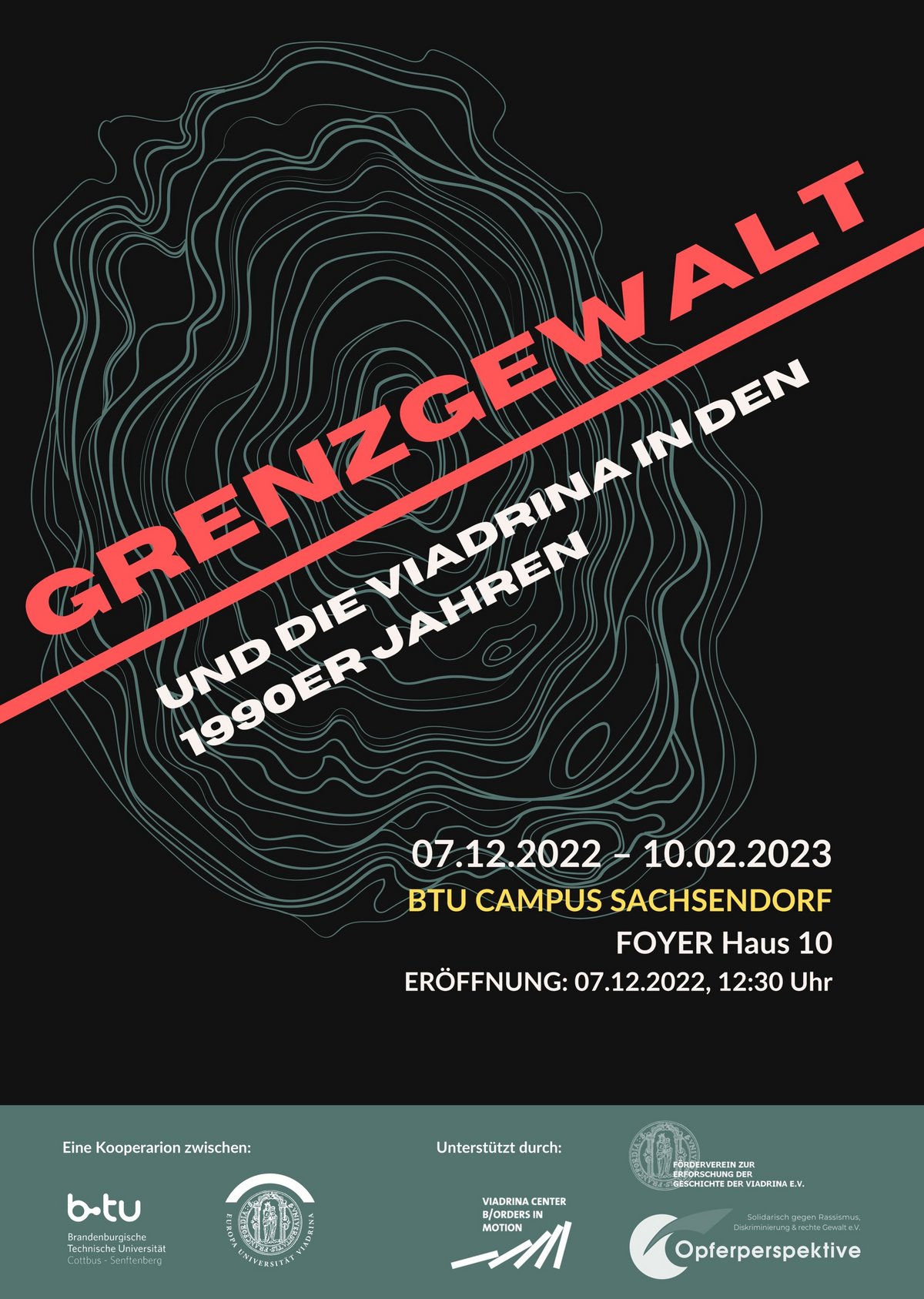 Ausstellung "Plakat zur Ausstellung "GrenzGewalt und die Viadrina in den 1990er Jahren" 
