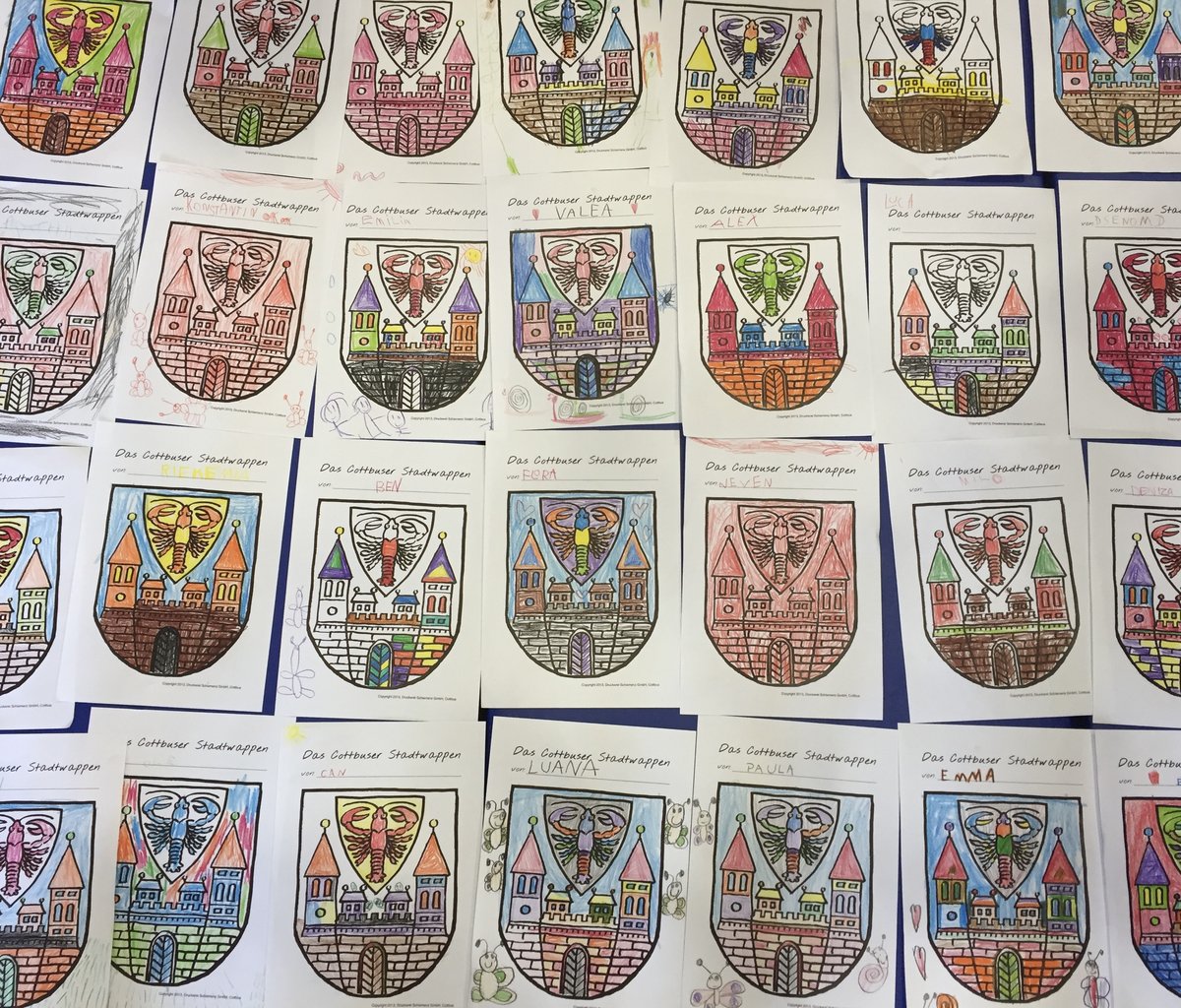 Coats of arms of various cities.